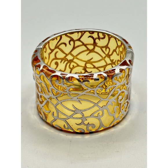 Angelique De Paris Designer Wide Bracelet Hinged Bangle Sterling Silver 925 - Picture 5 of 11